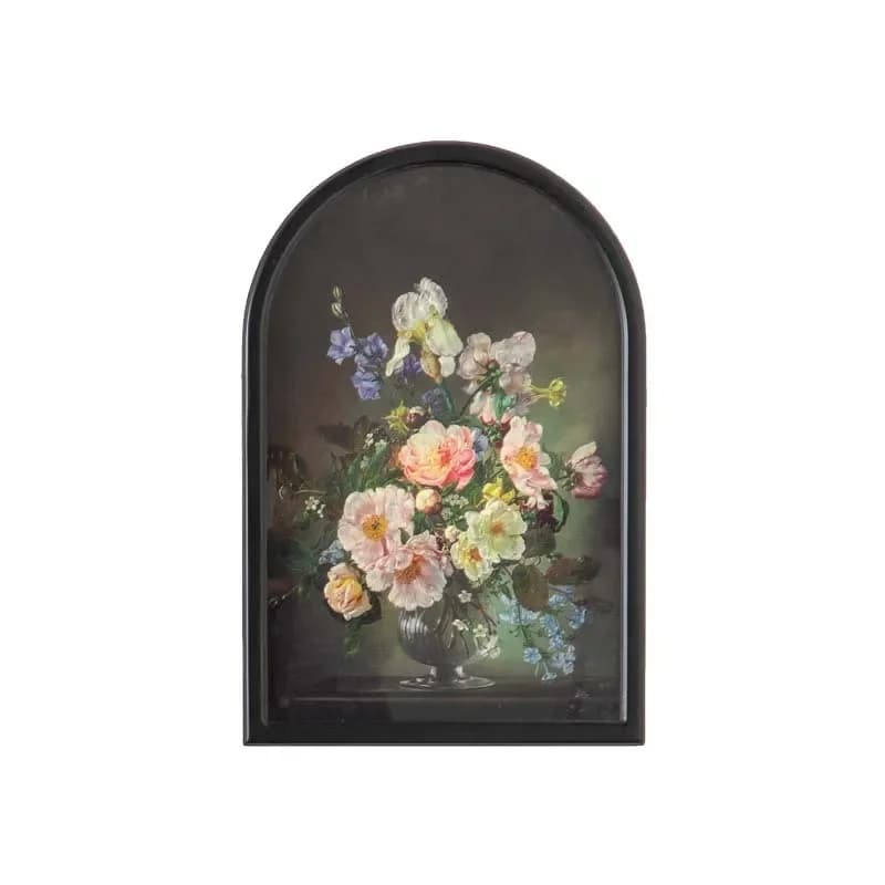 Vintage, decorative painting balcony background wall, plant hand painting