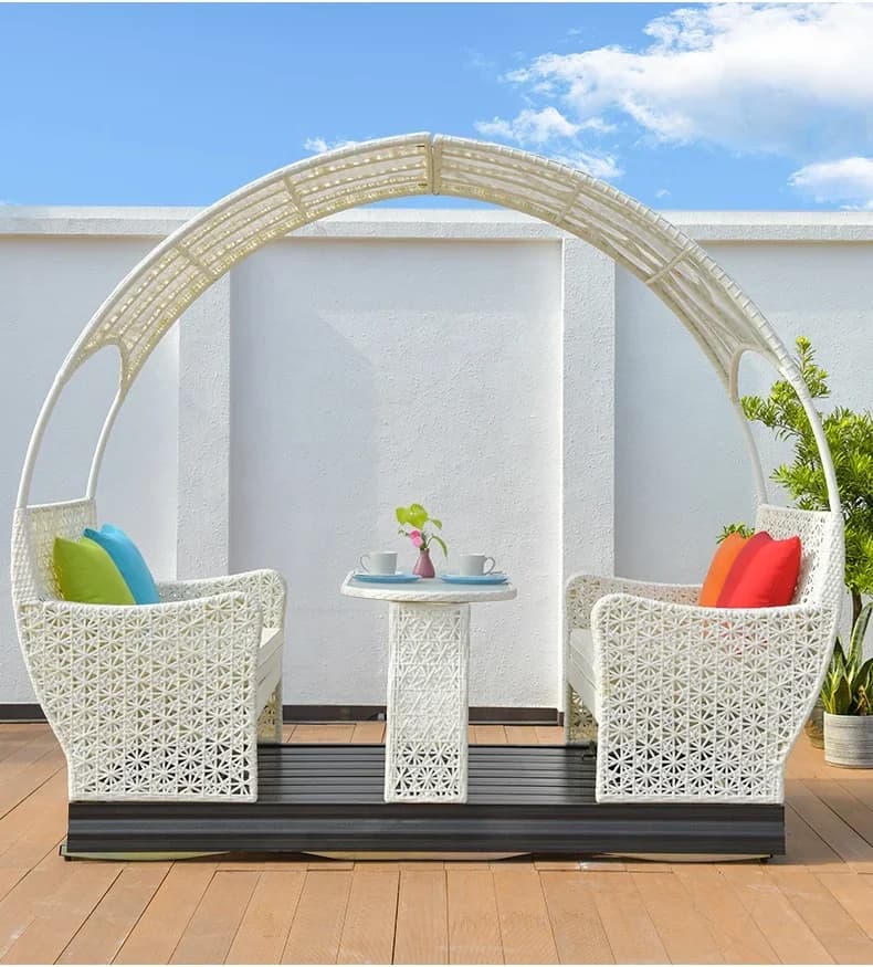 Swing With Canopy Waterproof Wicker Outdoor Luxury Garden Swings