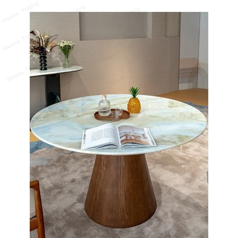 Round table vintage French vintage villa high-end marble dining table