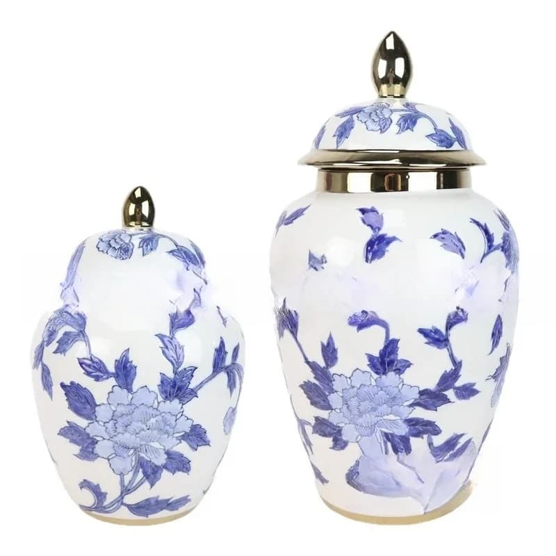 New Chinese blue and white porcelain general jar home furnishing hotel entrance study flower arrangement decorative vase