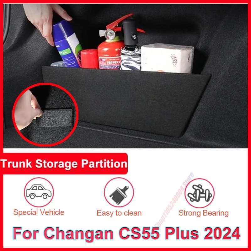 For ChangAn CS55 Plus 2024 Thickening Trunk Storage Partition Box Organizer Side Box Parts Interior Auto Accessories