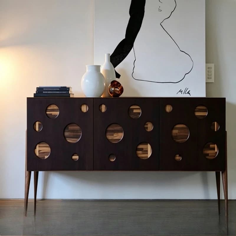 Medieval style dining side cabinet, villa high-end feeling, wall storage tea cabinet, modern light luxury