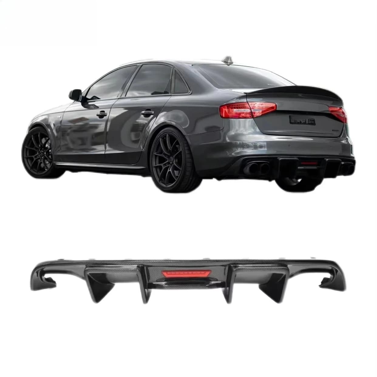 Aurora Factory Carbon Fiber Diffuser forAudi A4 S4 B8.5 KB Style Car Rear Bumper Diffuser Carbon Fiber Body Kit