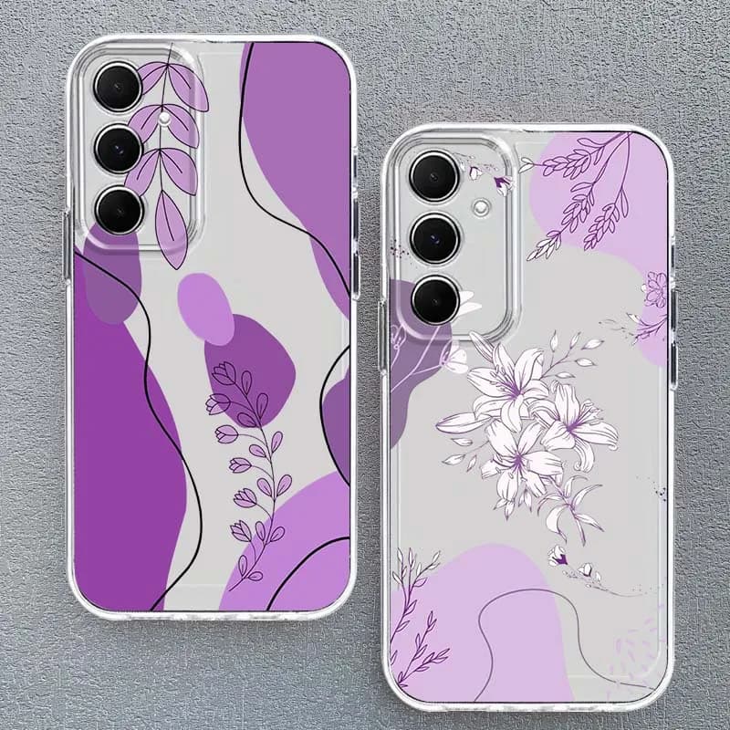 Creative Purple Flower For Samsung Galaxy A73 A72 A71 A55 A56 A54 A36 A35 A16 A15 Transparent Phone Case Cover