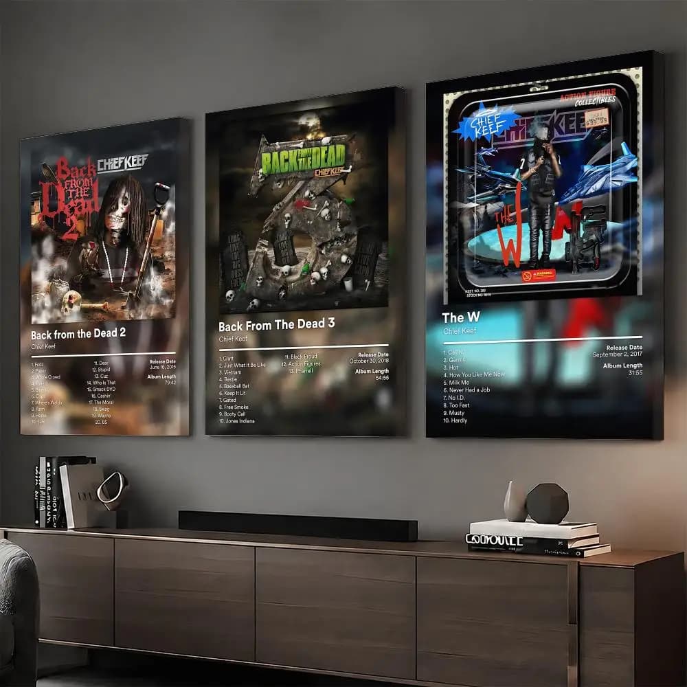 C-Chief Keef Rapper Album Painting Calligraphy HD Modern Style Inner Frame Canvas Poster Bedroom Room Hallway Wall Art Decor