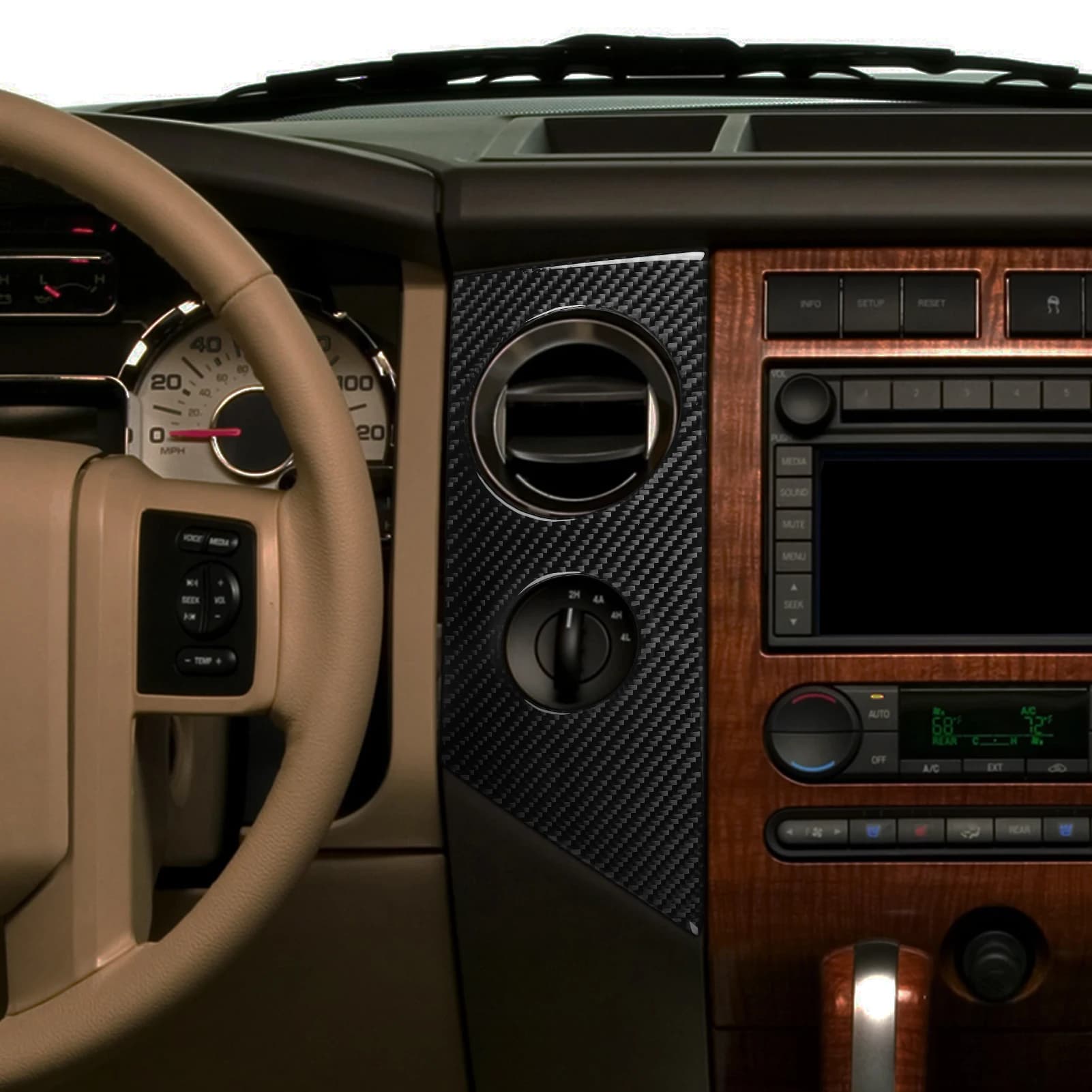 For Ford Expedition 2007-2014 Real Carbon Fiber Stickers Centre radio AC CD gear shift Door panel Car Accessories decorative