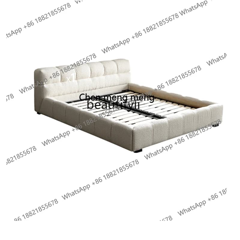 Cream Style Puff Cloth Bed Small Apartment Sink Nordic Simple Modern Master Bedroom 1.8 Double Bed