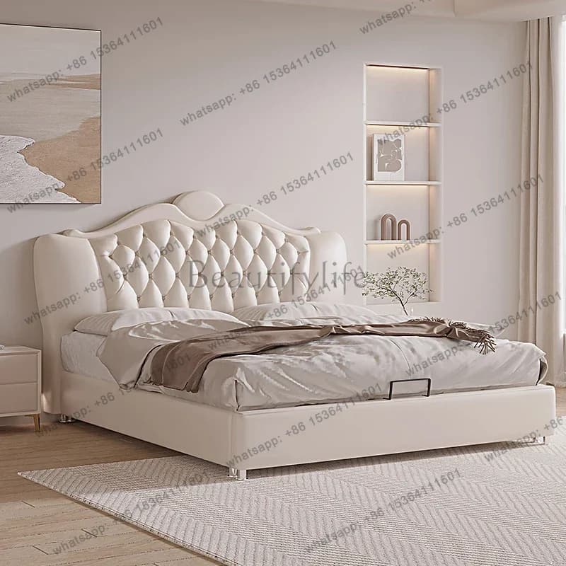 LJY Cream Wind French Bed Light Luxury Nordic Wedding Adult Designer Bed Romantic High Quality Aesthetics Muebles Salon Furnitur
