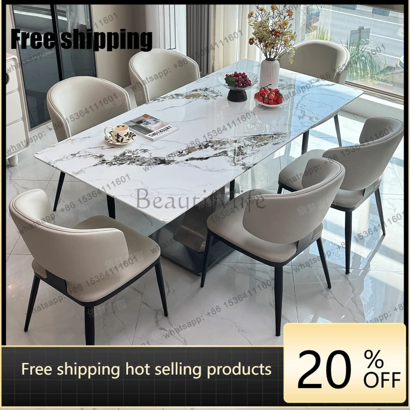 YJ Italian minimalist dining table light luxury high sense home modern simple dining table