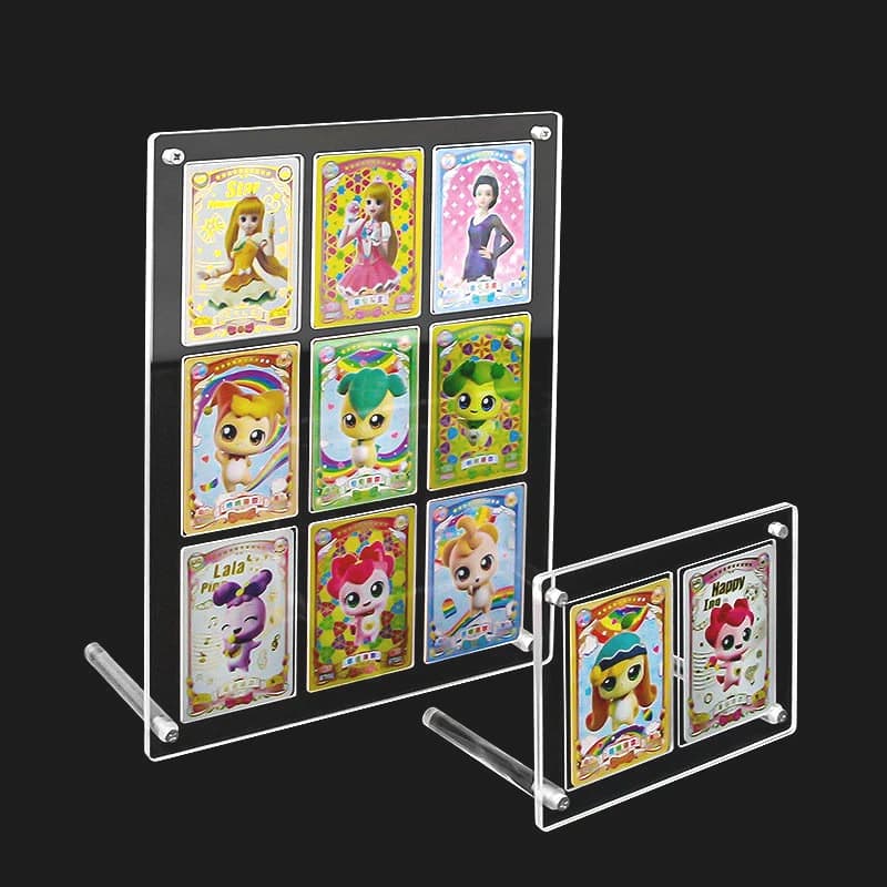 Clear Acrylic Card Brick 2-9 Grids, Protective Photo Display Frame for Anime Kpop Collectibles, Trading Cards & Table Showcase
