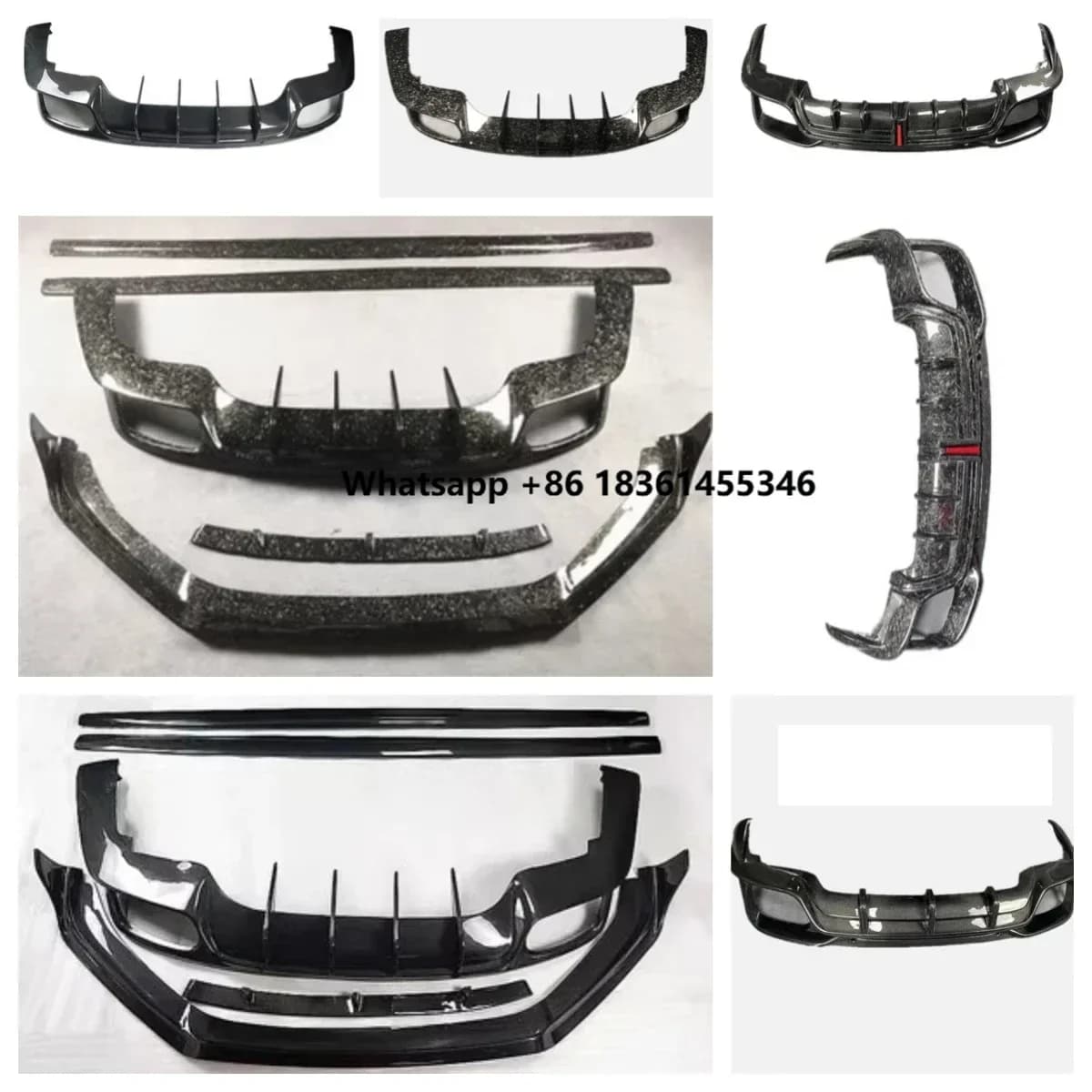 For  Panamera 971 2017 Convert Rear Shovel with Light Car Accessories Body Kit Forged Carbon Fiber Tail Lip Side Skirt
