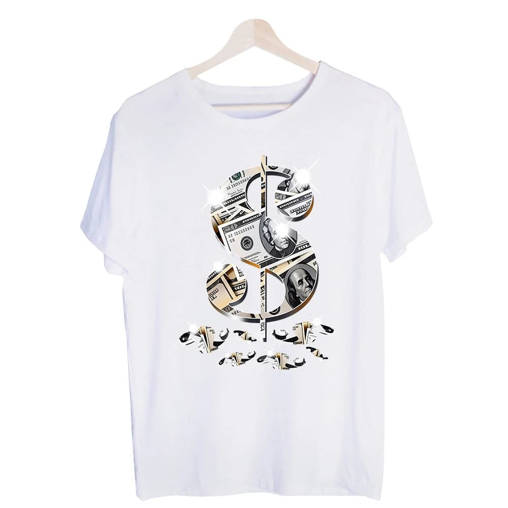 Men's Dollar Sign Money Print Graphic Tee, Short Sleeve Crew Neck T-Shirt for Urban Streetwear and Casual Daily Wear
