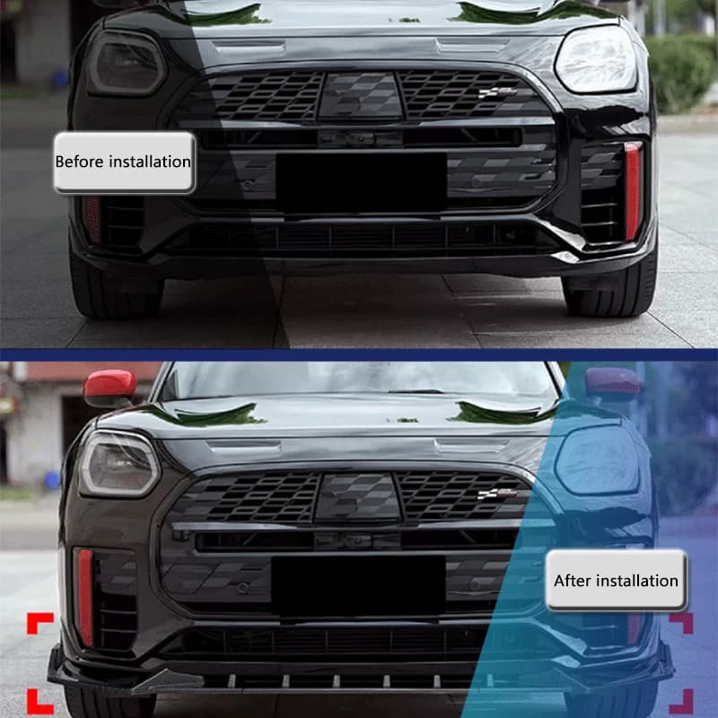 1Set Black ABS Front Shovel Spoiler For BMW Mini Countryman JCW U25 2024+ Car Bumper Protector Auto Decoration Accessories