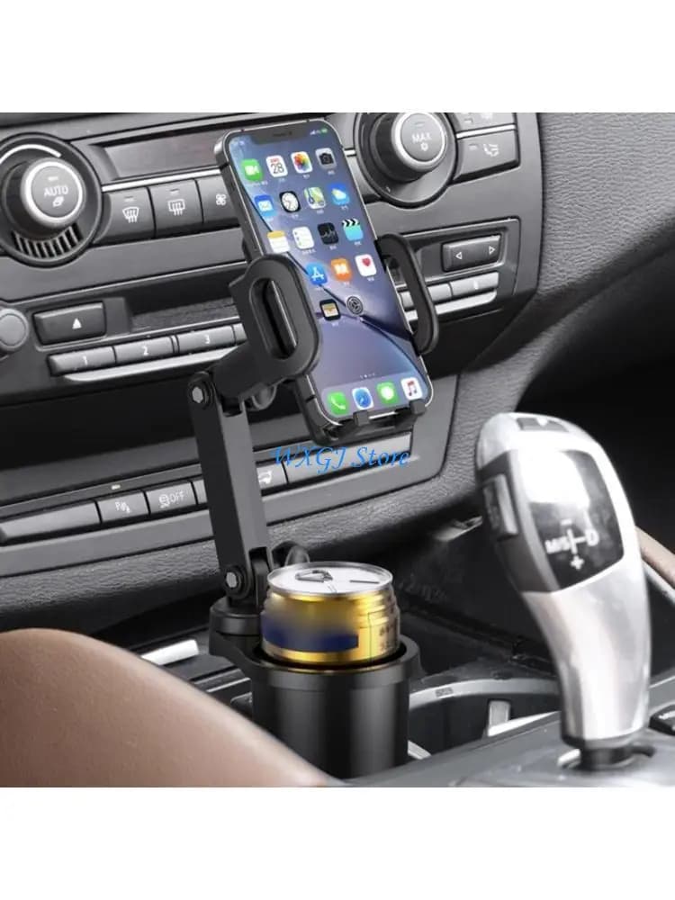 37JE 2 in 1 Phone Mount Cradle Beverage Base Universal Holder 360 Degree Rotation