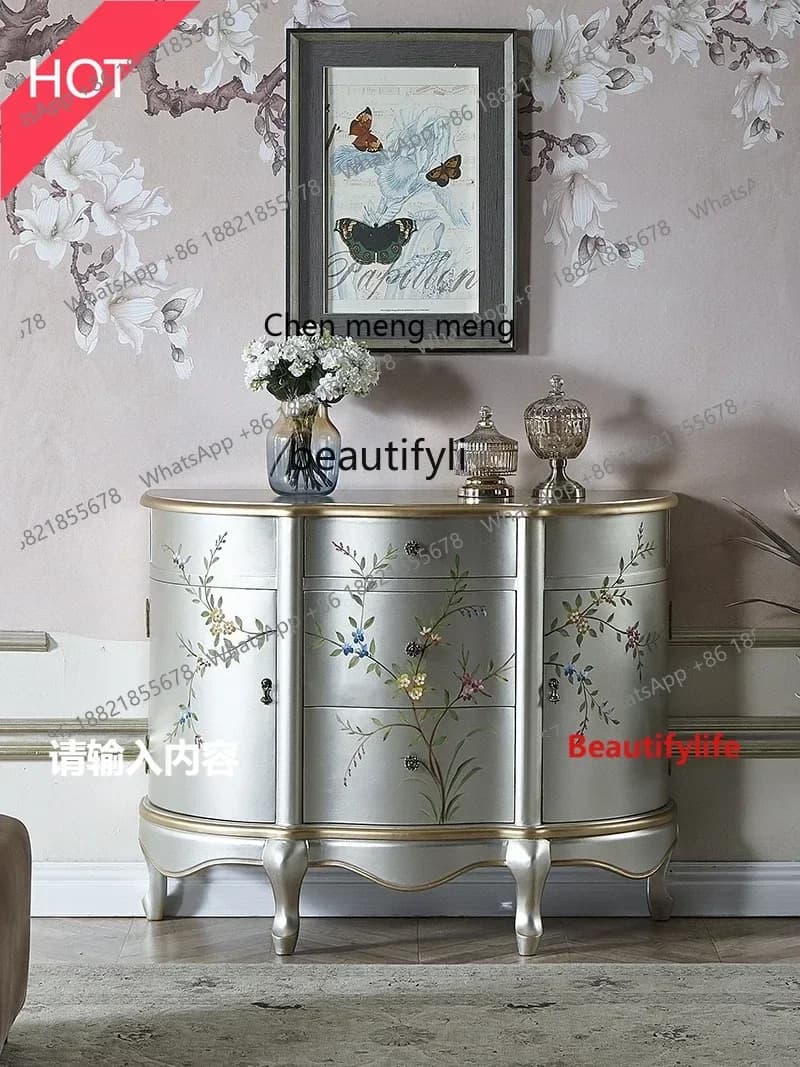 A32 Painted Entrance Cabinet American Living Room Hallway Wall Semicircle Dining Side Solid Wood Locker