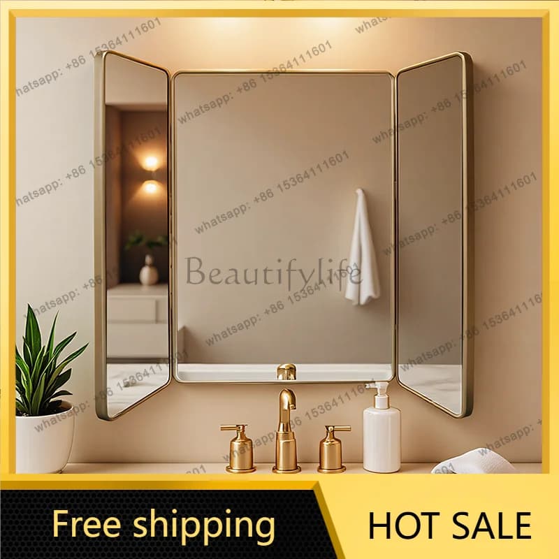 XX. French light luxury European folding three-sided mirror European bedroom dresser makeup mirror