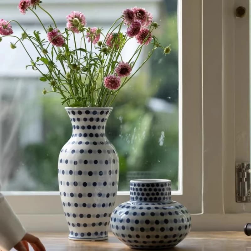 Chinese Aesthetic Porcelain Vase Living Room Home Decor Modern Floral Arrangement Vessel Handmade Ceramic Table Centerpiece