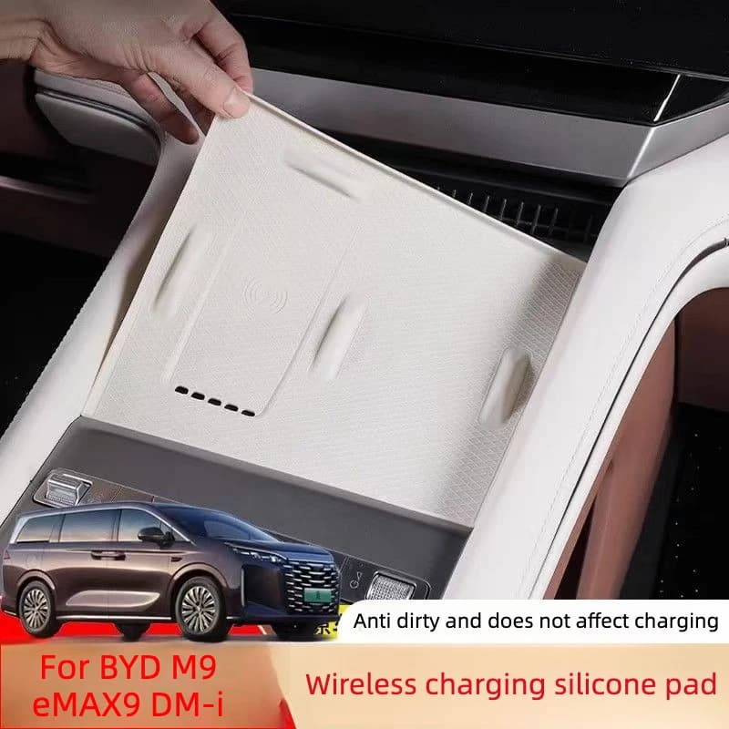 For BYD M9 eMAX9 DM-i 2025-2026 Center Console Wireless Charger Silicone Anti Slip Mat Anti-Scratch Interior Accessories