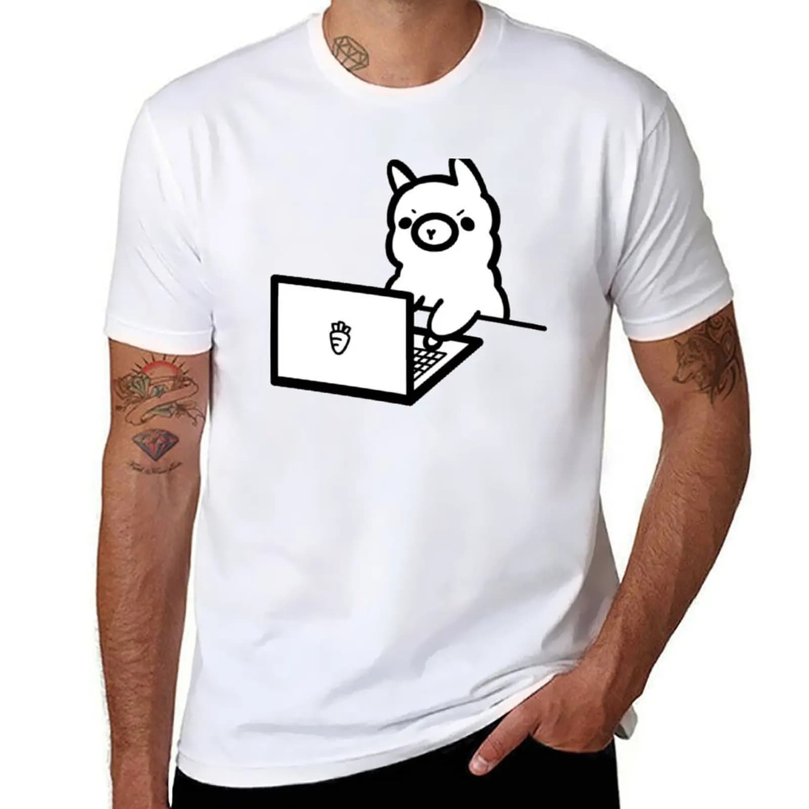 Ollama Open Source AI Logo On Laptop T-Shirt t shirts for man cotton soft man t shirts cotton T-Shirt