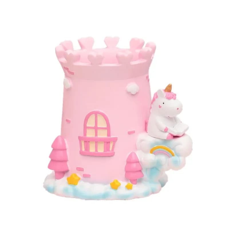 Large capacity unicorn pen holder, desktop decoration, student pen insert, resin ornament, stationery and gifts.