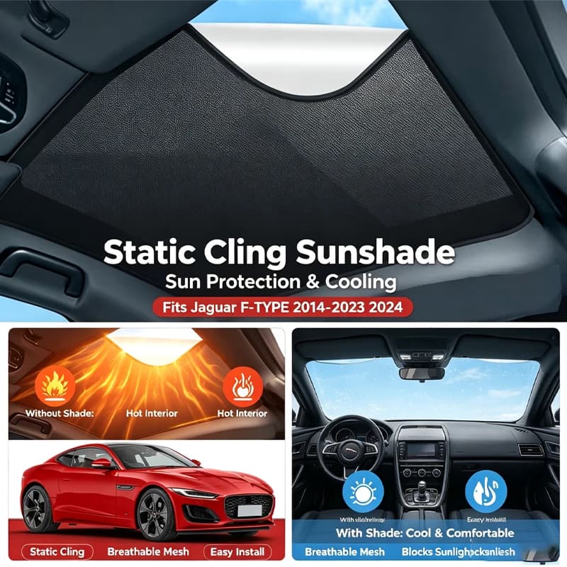 Car Electrostatic Adsorption Sunroof Sunshade Covers For Jaguar F-TYPE 2014-2023 2024 Heat Insulation Skylight Sticker Accessory