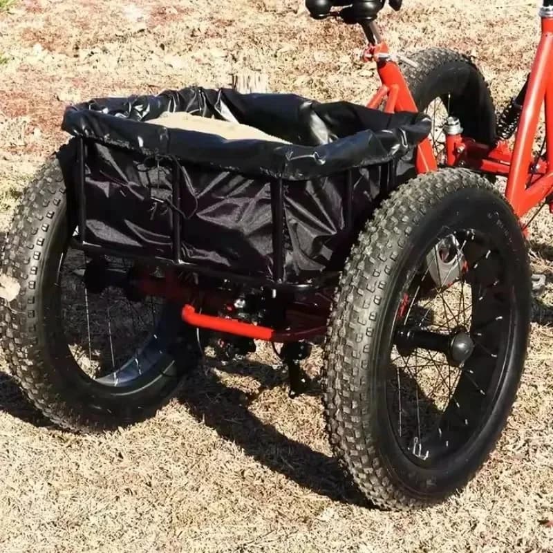 Snow-Ready Fat Tire Cargo Bike – Off-Road Quad for Rough Terrain Outdoor Utility Cycling