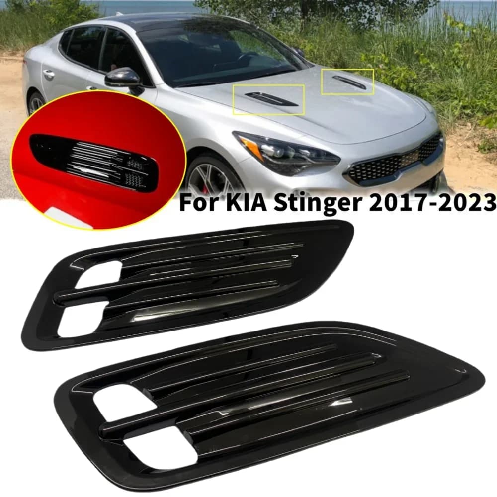 For KIA Stinger 2018-2023 ABS Gloss Black Hood Engine Vent Trim Cover Exterior modification Accessories Body Kit