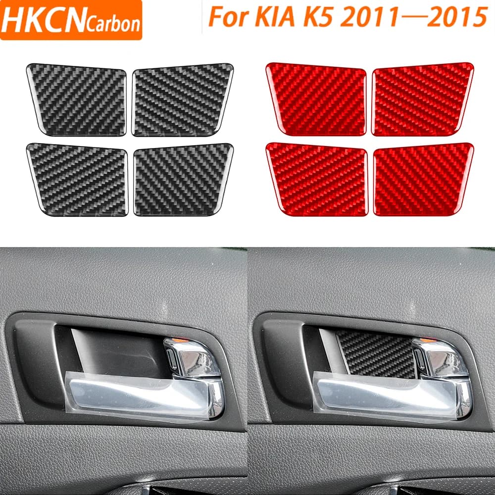 For KIA K5 2011—2015 Car Accessories Real Carbon Fiber Door Inner Bowl Protector Panel Interior Cover Trim Modified Sticker