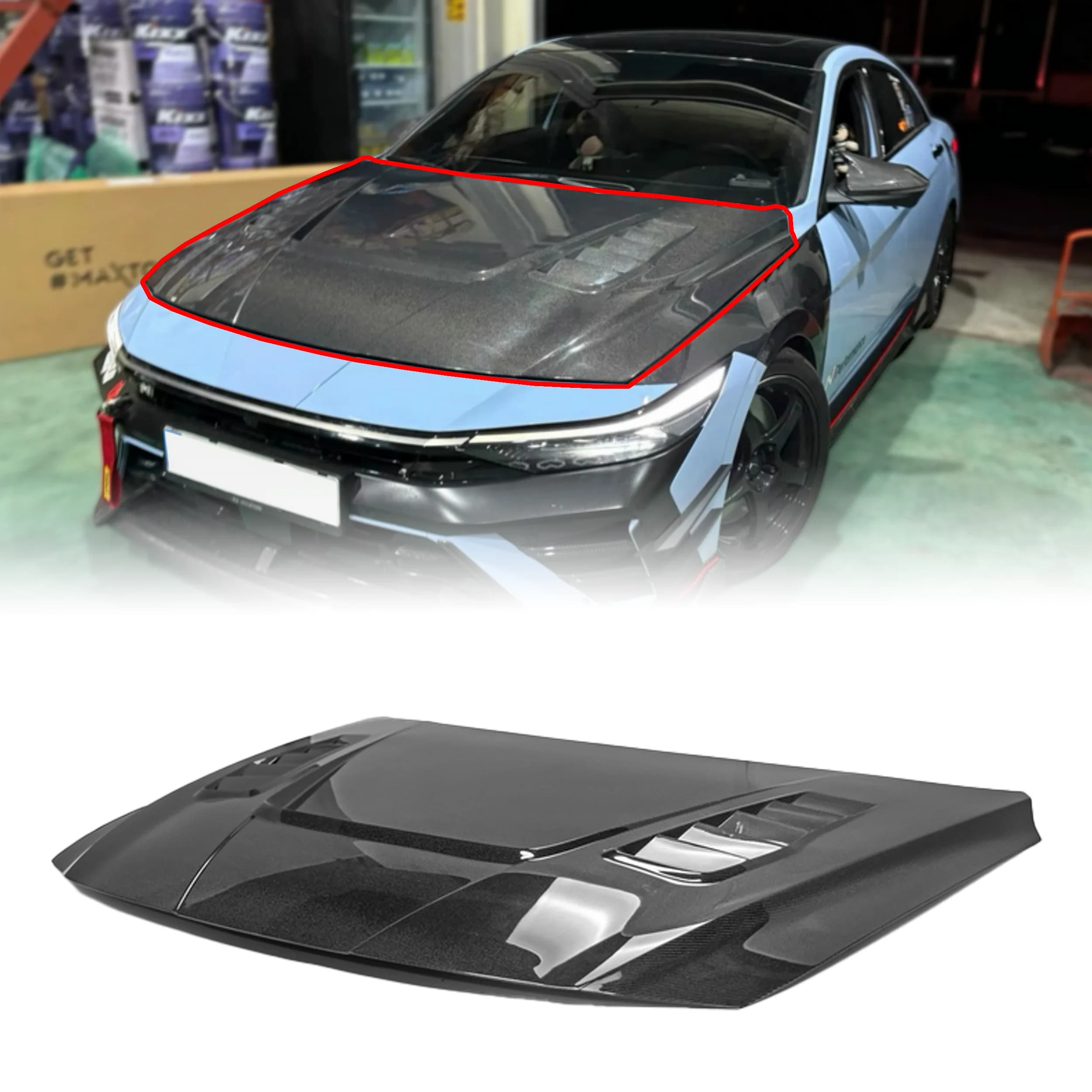 New Arrival EPR Brand Hood HYUNDAI ELANTRA AVANTE N CN7 2021- Facelift Model EPA-V Type Bonnet Customized Carbon Fiber Black
