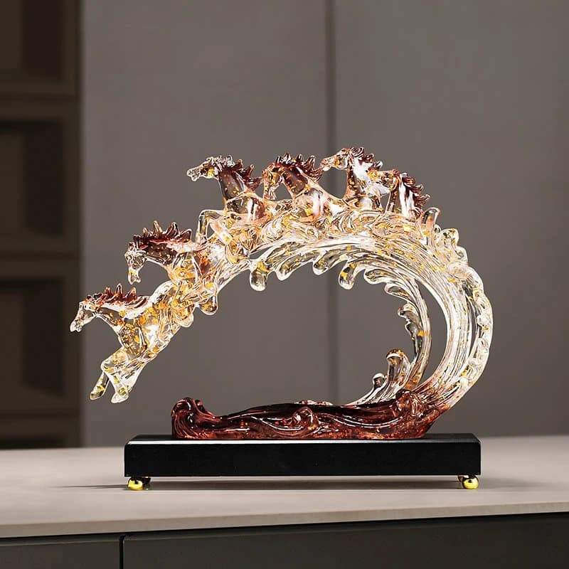 Light luxury wind and water ornaments handicrafts zodiac horse decoration living room TV wine cabinet office