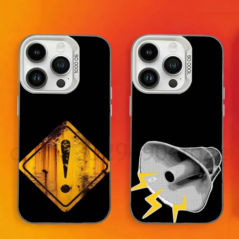 Warning Icon Danger Banning Phone Case For iPhone 17,16,15,14,13,12,11,Pro,Max,Plus,Mini Candy Matte Shockproof Cover