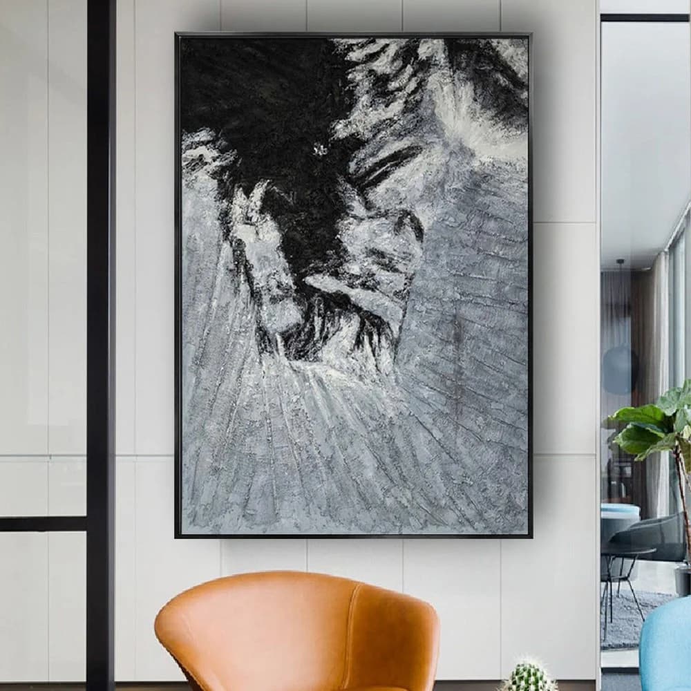 Nordic Minimalism Handmade Oil Paintings On Canvas Dark Gray And Black Paint Wall Painting Abstract Painting Decor Living Room