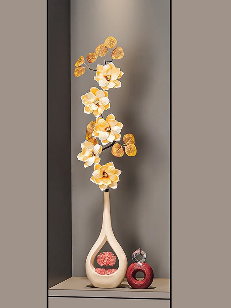 Nordic Entrance Ceramic Crystal Artificial Flowers Vertical Vase Decoration Living Room Flower Arrangement Decorations Gift