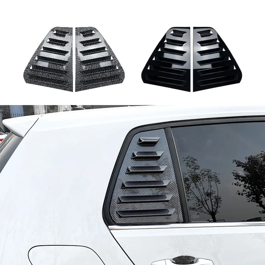 2pcs For VW Golf 7 Golf 7.5 MK7 MK7.5 2013-2019 Rear Triangle Window Louver Side Shutter Blind Shades Cover Trim Sticker Vent