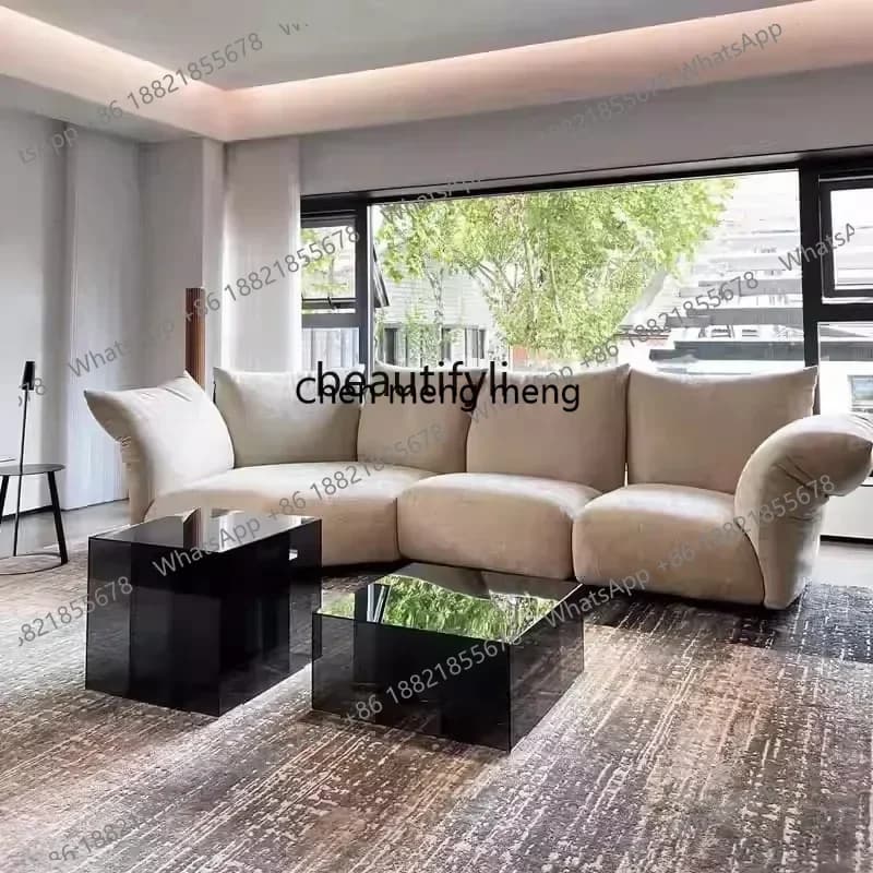 Y183FF cqynew Italian minimalist glass coffee table light luxury modern living room square low table creative coffee table