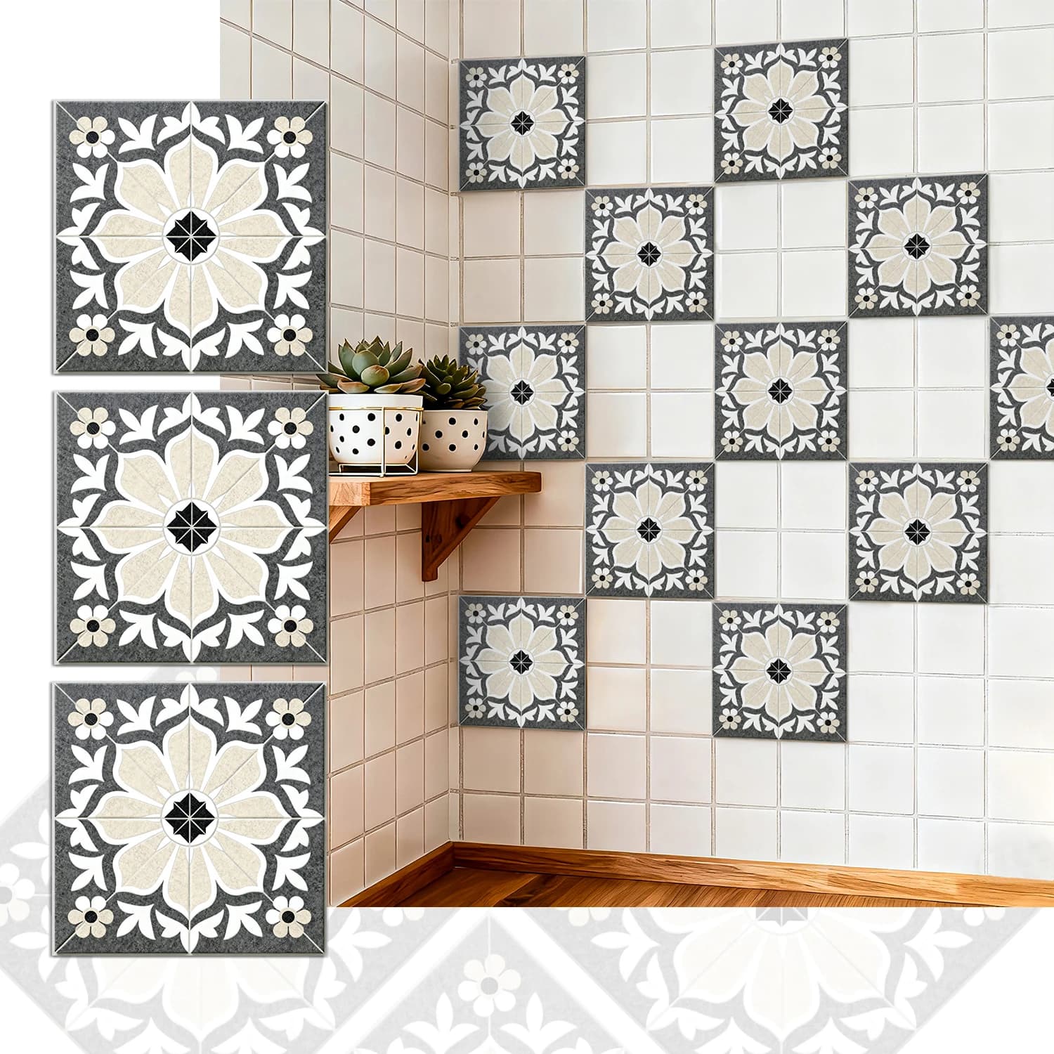 Stickers muraux bohème tuiles autocollantes décoration murale, cuisine, résistant à l'usure, décoration intérieure 36 pièces