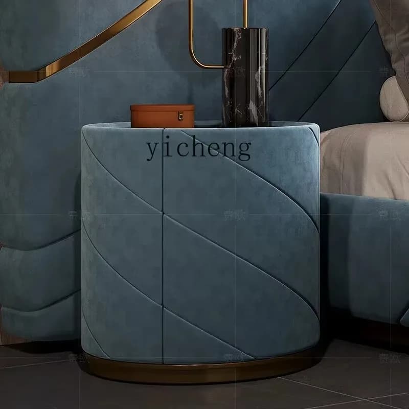 GZ-2  . Light luxury bedside table leather fashion marble haute couture bedroom bedside table