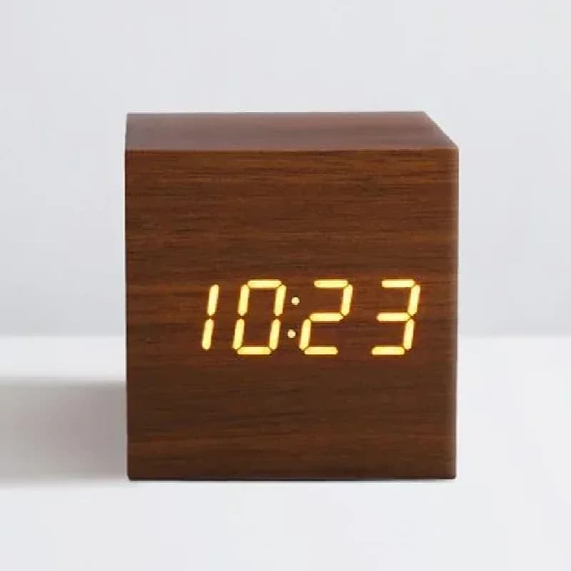 New Qualified Digital Wooden LED Alarm Clock Wood Retro Glow Clock Desktop Table Decor Voice Control Snooze Function Desk Tools