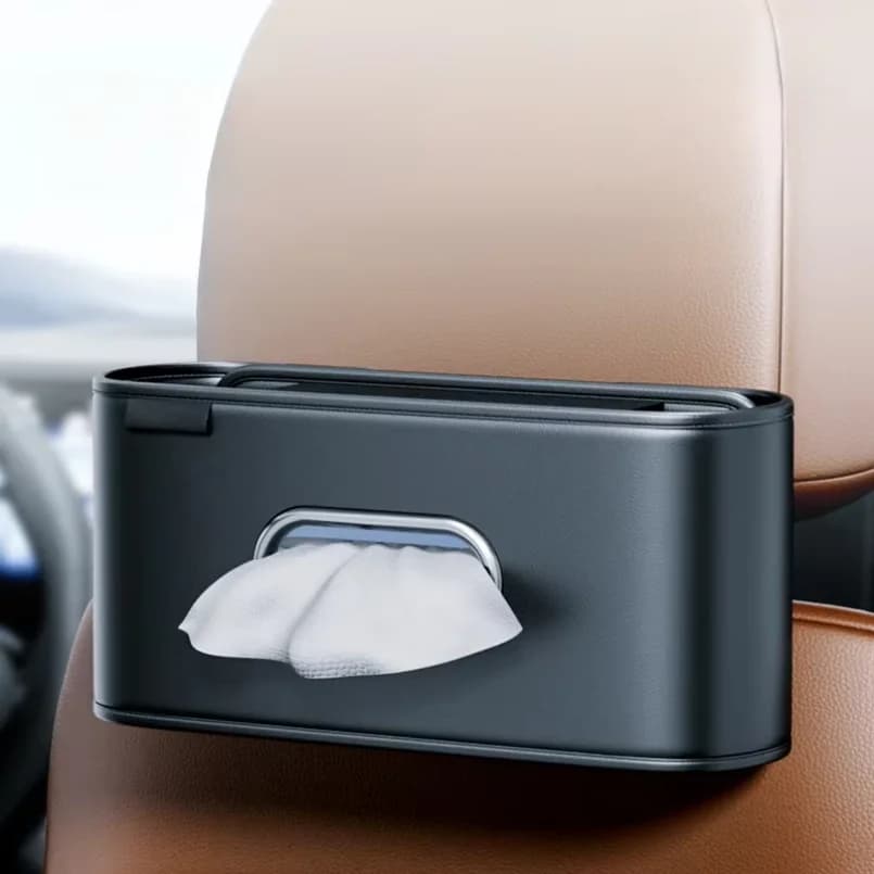 Car Tissue Box Cover Leather Universal Center Console Armrest Paper Towel Storage Bag Auto Seat Back Hanging Tissue Organizer
