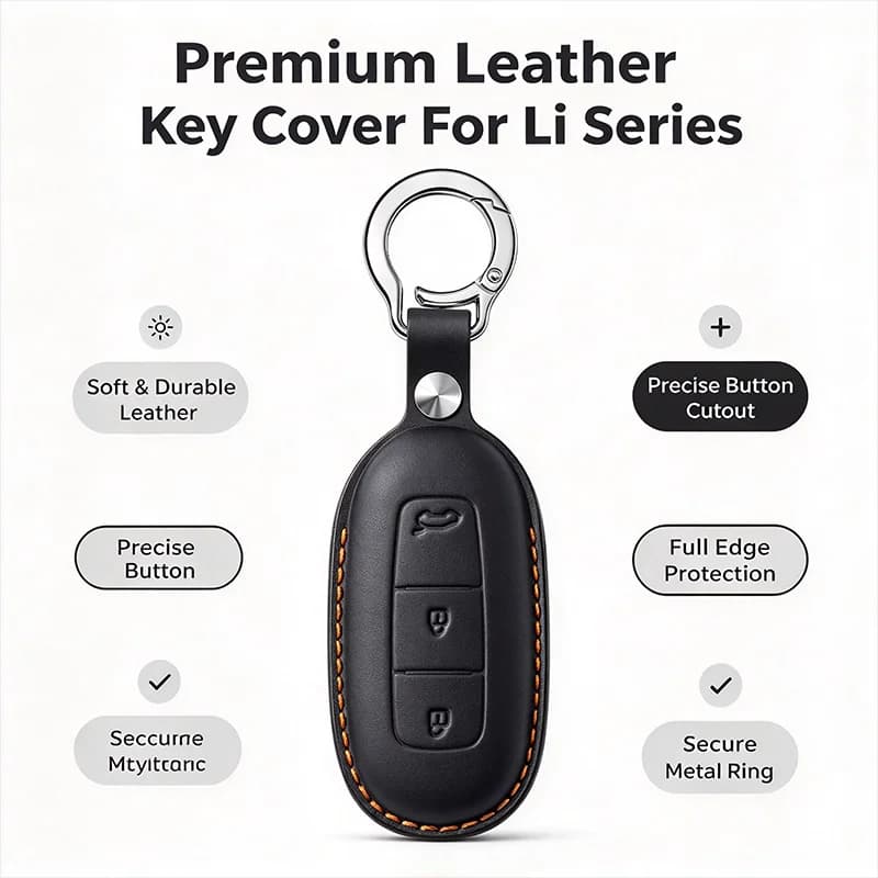 Car Key Case Cover Genuine Leather Key Fob Buckle For Li Auto L9 L8 L7 L6 One 2026 Auto Accessories