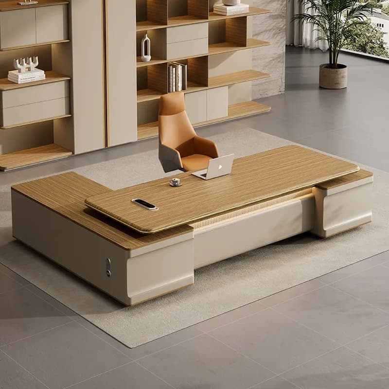 manager CEO Boss office furniture High-end luxury L-shaped director desk E0 MDF solution desk office administrative desk