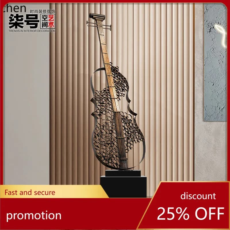 HT Metal Abstract Violin Instrument High-End Ornament Hotel Lobby Living Room Entrance Floor Large Display