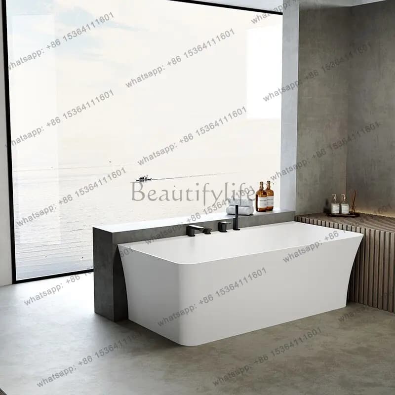Square artificial stone independent household small apartment bathroom integrated bathtub