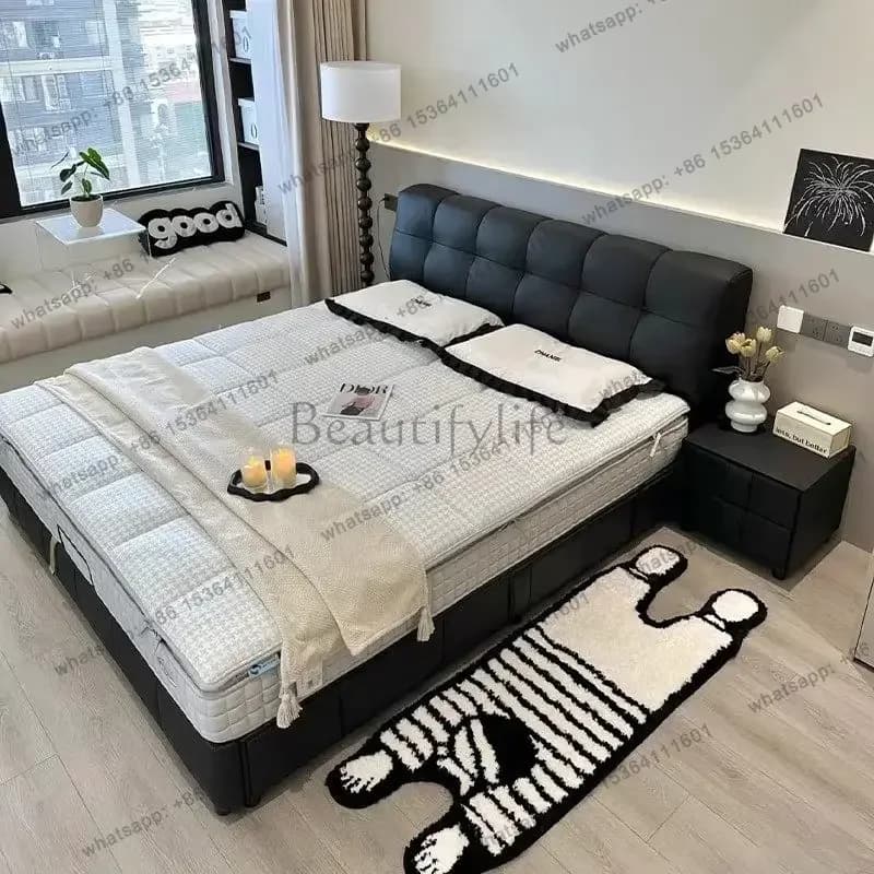 ld Simple Floor Bed Multifunctional Design European Queen Modern Headboards Bed Luxury Double Letto  Unique Furniture