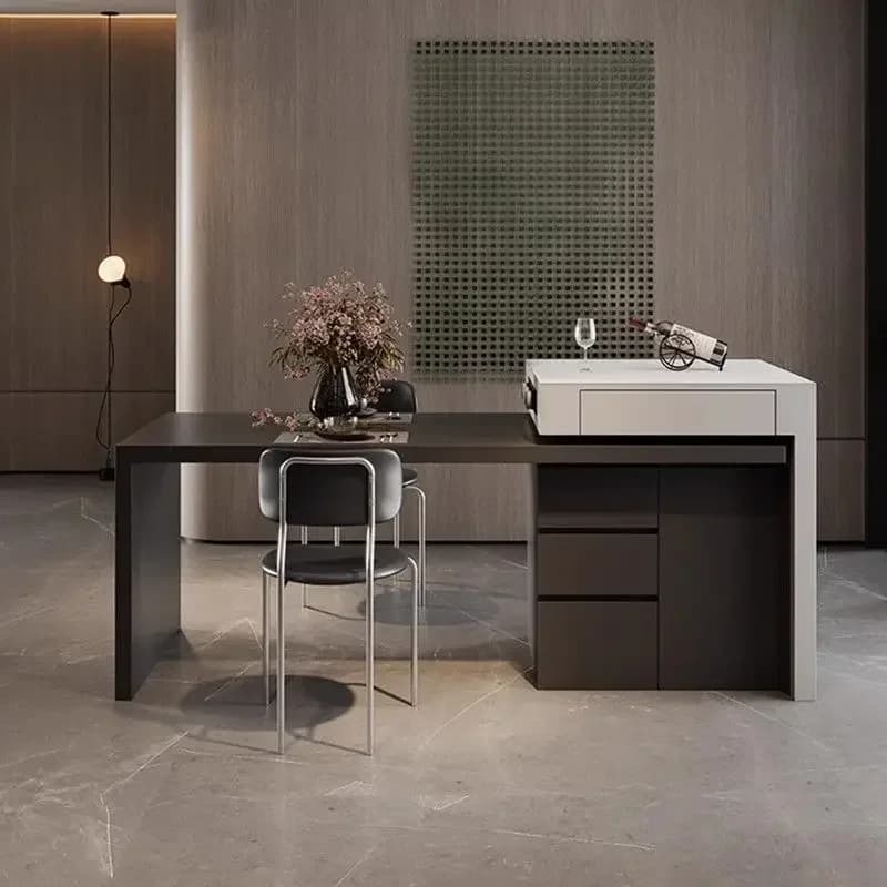 Retractable Kitchen Island Dining Table Integrated Household Rotating Stone Plate Medium Kitchen Island Open Small Apartment