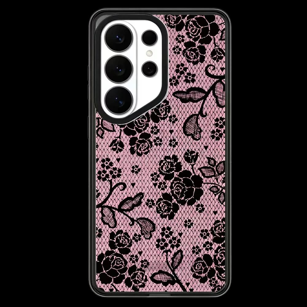 Creative Lace Flowers Acrylic Case for Samsung Galaxy S26 S25 S24 S23 Ultra S26U S24+ S25+ S26 Plus Protective Case