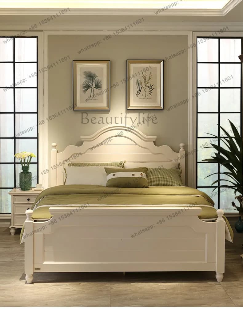 Modern American French light luxury Mediterranean solid wood bed European high box bed