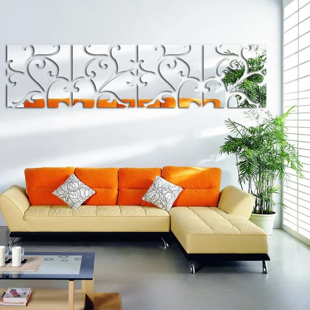 1Set Home Decoration 3D Mirror Wall Stickers Acrylic Sticker Modern Style Decals Home Living Room Styling Ornament Stickers