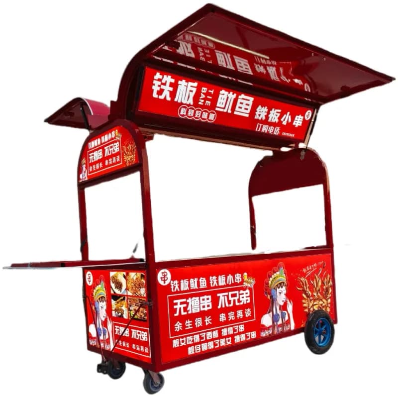 Stall cart chicken feet display rack,  selling car stall rack,  table takeaway with ice powder trolley outside