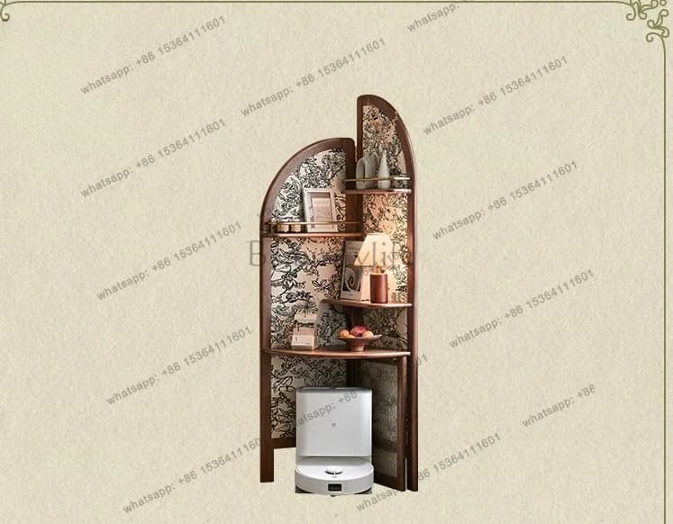 PG Corner Shelf Antique Living Room Storage Solid Wood Retro Bedroom Corner Cabinet Bookshelf